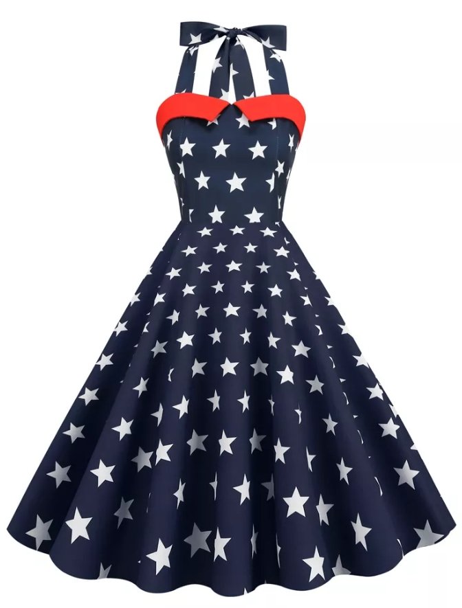Rochie Pin Up Vintage Imprimată Sua