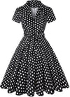 Rochie Vintage Neagră Cu Buline Pin Up