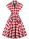 Rochie Roșie În Carouri Pin Up Vintage