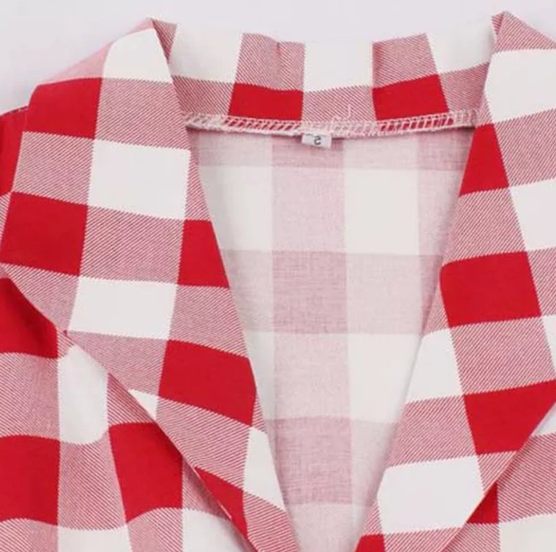 Rochie Roșie În Carouri Pin Up Vintage