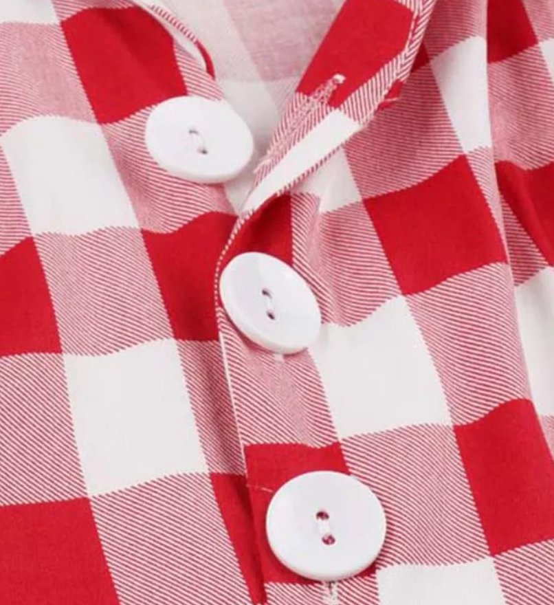 Rochie Roșie În Carouri Pin Up Vintage