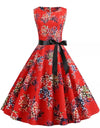 Rochie Pin Up Vintage Flori Roșii