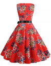 Rochie Pin Up Vintage Flori Roșii