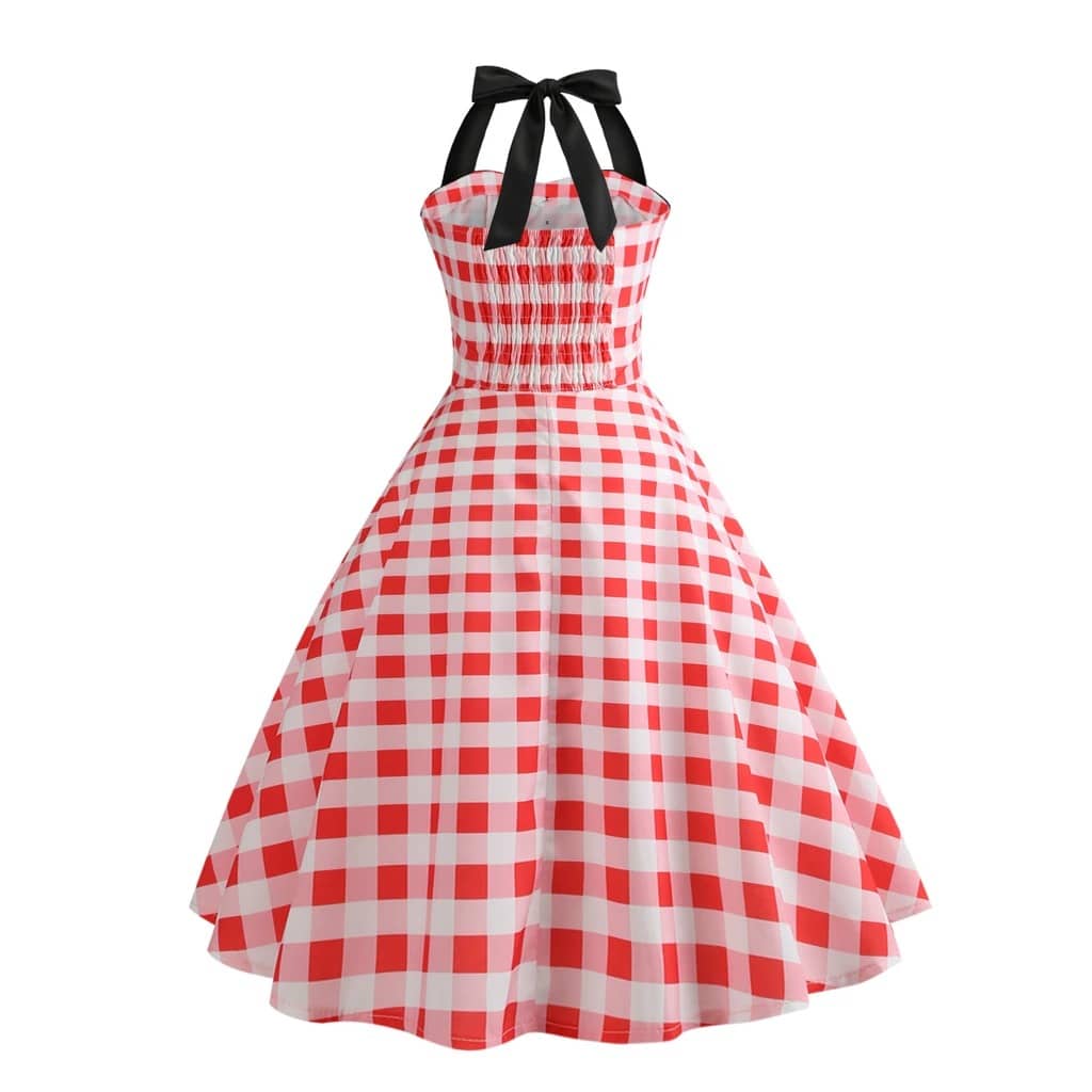 Rochie Vintage - Pin-Up Roșu Gingham
