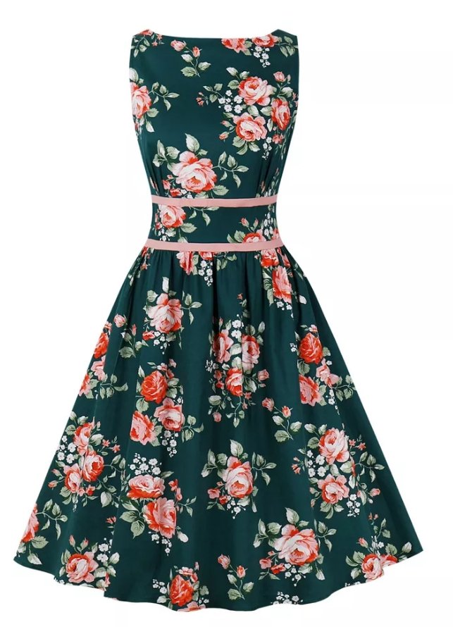 Rochie Cu Flori Plisate De Epocă