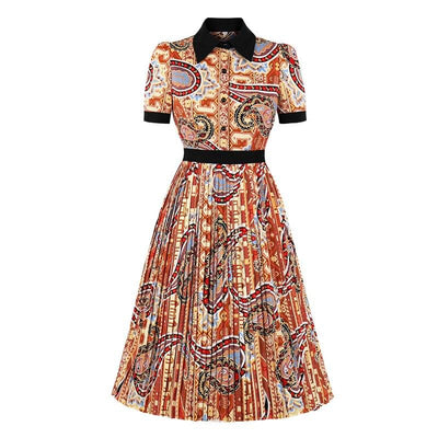 Rochie Vintage Plisată Portocalie