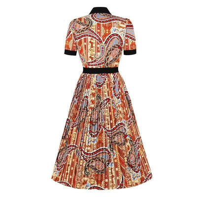 Rochie Vintage Plisată Portocalie