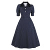 Rochie Vintage Cu Buline Bleumarin