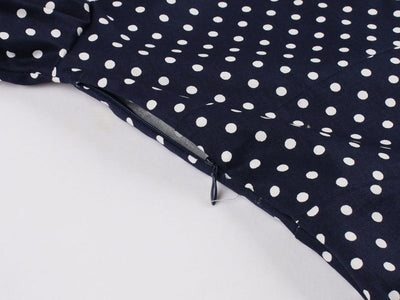 Rochie Vintage Cu Buline Bleumarin