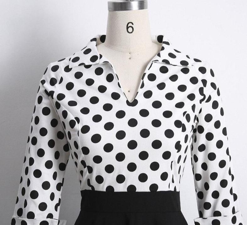 Rochie Vintage Neagra Cu Buline