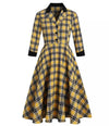 Rochie Vintage Cu Dungi Galbene Și Negre