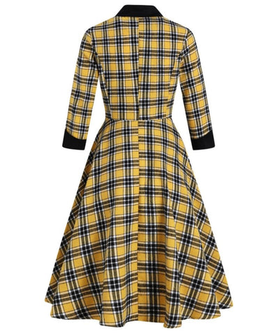 Rochie Vintage Cu Dungi Galbene Și Negre