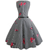 Rochie Vintage Cu Dungi Alb-Negru