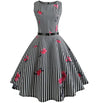 Rochie Vintage Cu Dungi Alb-Negru