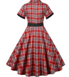 Rochie Vintage Cu Dungi Roșii Și Negre