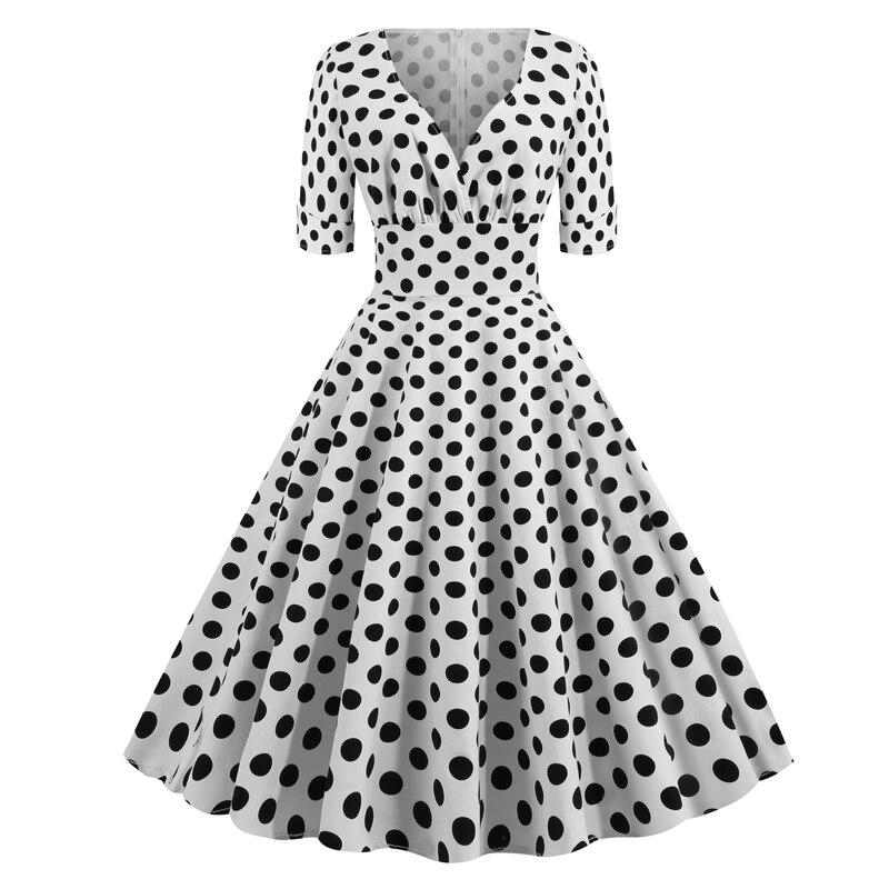 Rochie Vintage Rockabilly Anii 50 Buline Albe