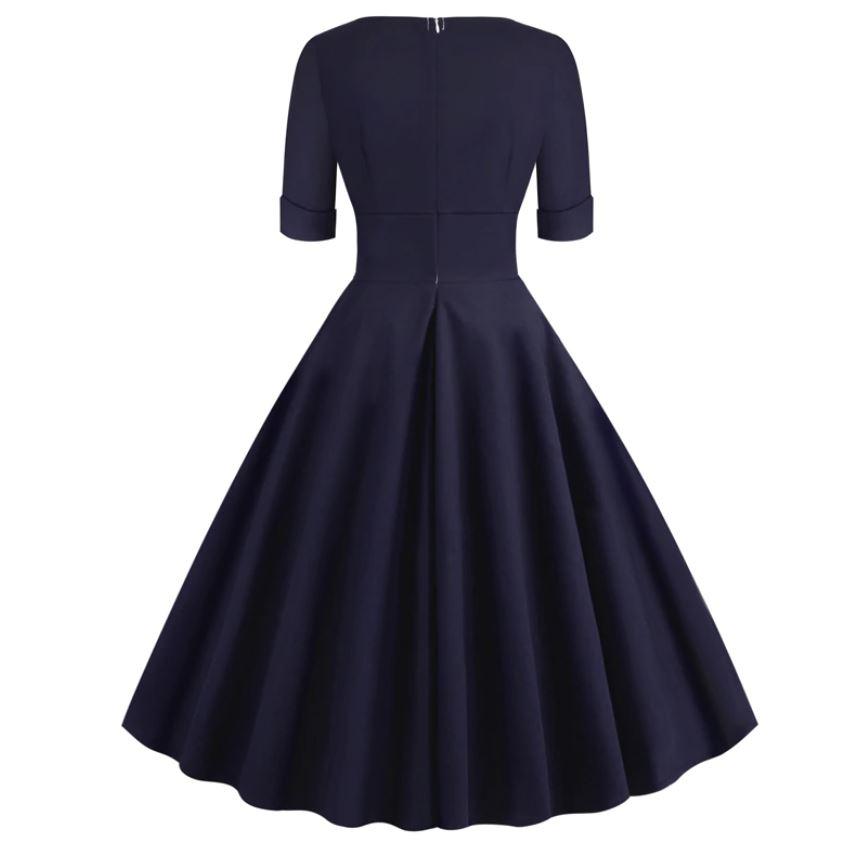 Rochie Rockabilly De Epocă, Anii 50, Bleumarin