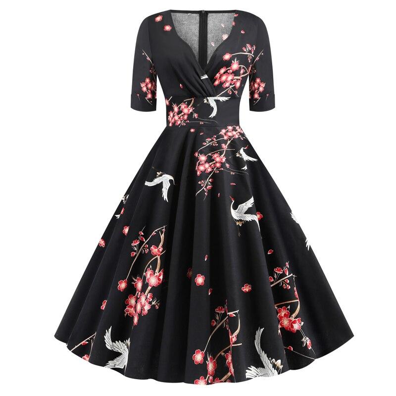 Rochie Rockabilly De Epocă Cu Păsări Anii 50