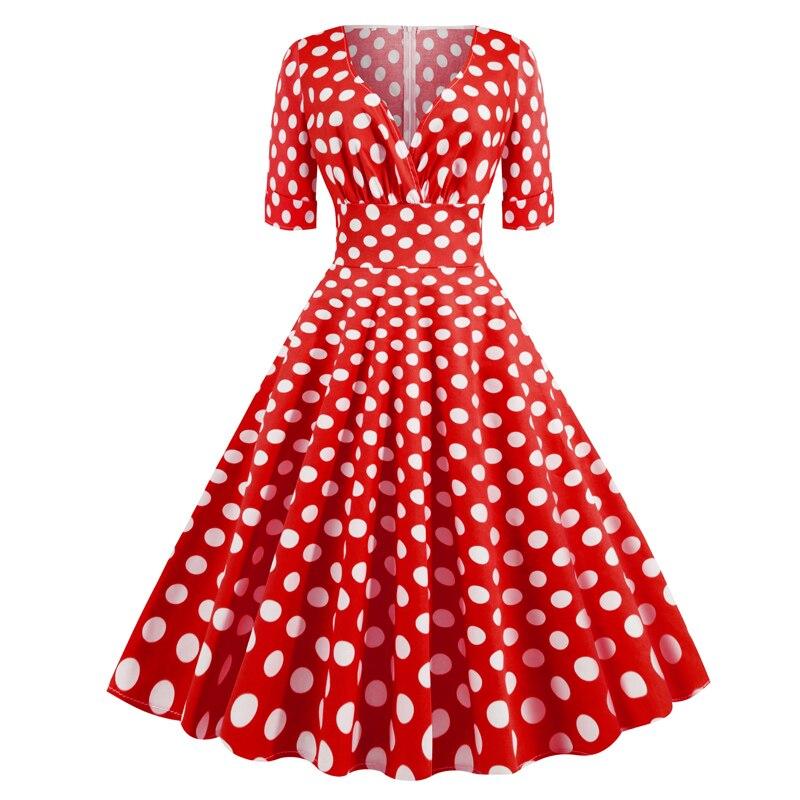 Rochie Rockabilly De Epocă Anii 50 Buline Roșii