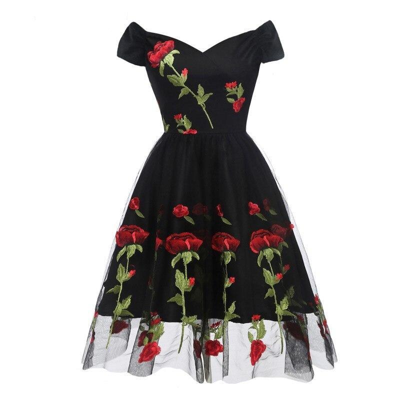 Rochie Vintage Rockabilly Dantela Neagra