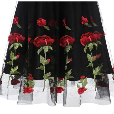 Rochie Vintage Rockabilly Dantela Neagra