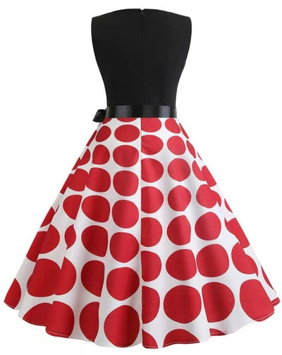 Rochie Rockabilly De Epocă Roșie Și Neagră
