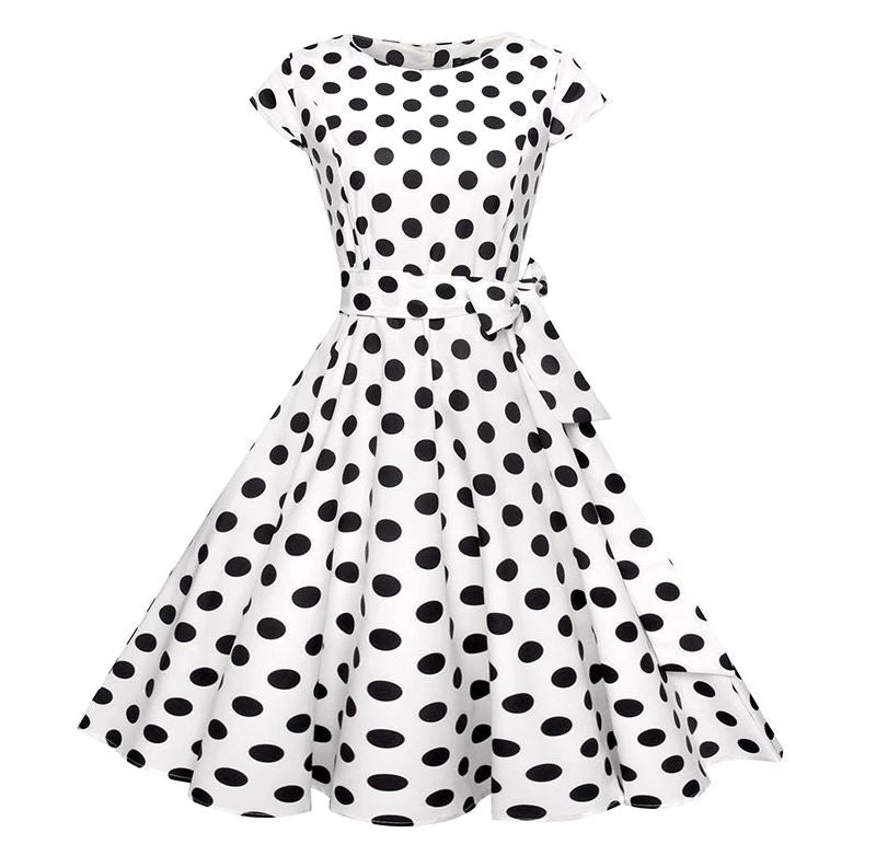 Rochie Vintage Romantica Alb Negru