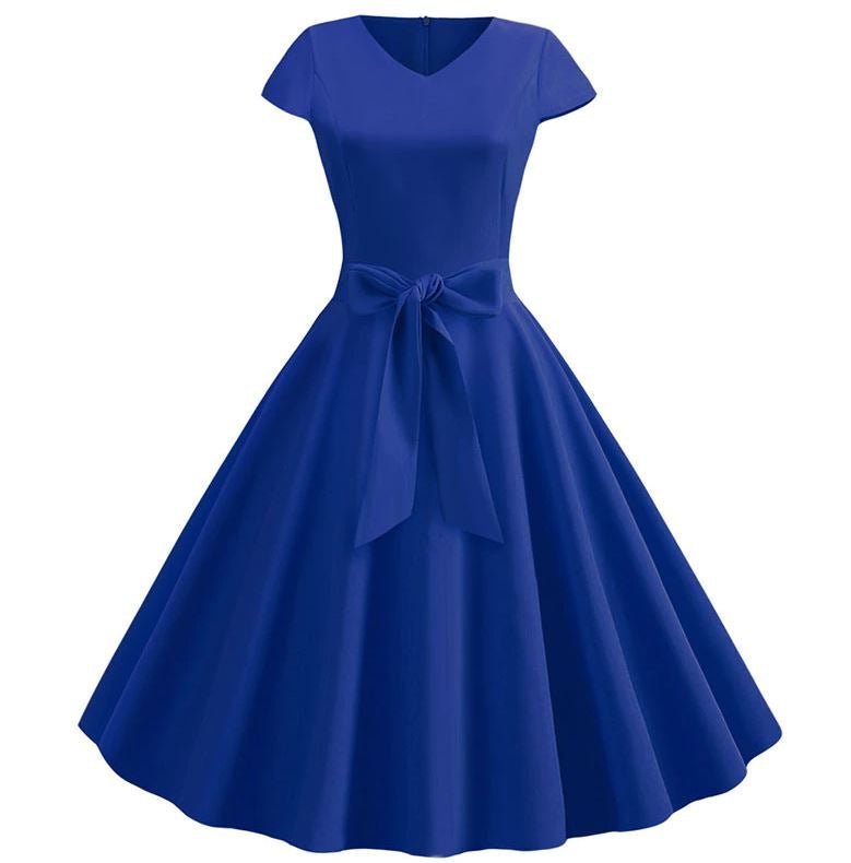 Rochie Albastră Romantică Vintage