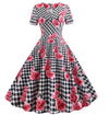 Rochie De Epocă Romantică Cu Carouri Negre