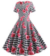 Rochie De Epocă Romantică Cu Carouri Negre