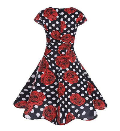 Rochie Vintage Romantica Negru Rosu