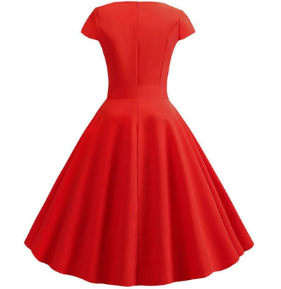 Rochie Roșie Vintage Romantică