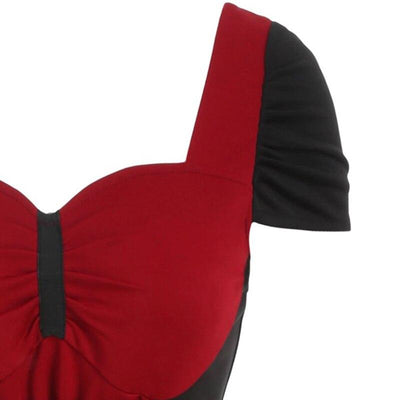 Rochie Vintage Din Dantela Rosie Si Neagra