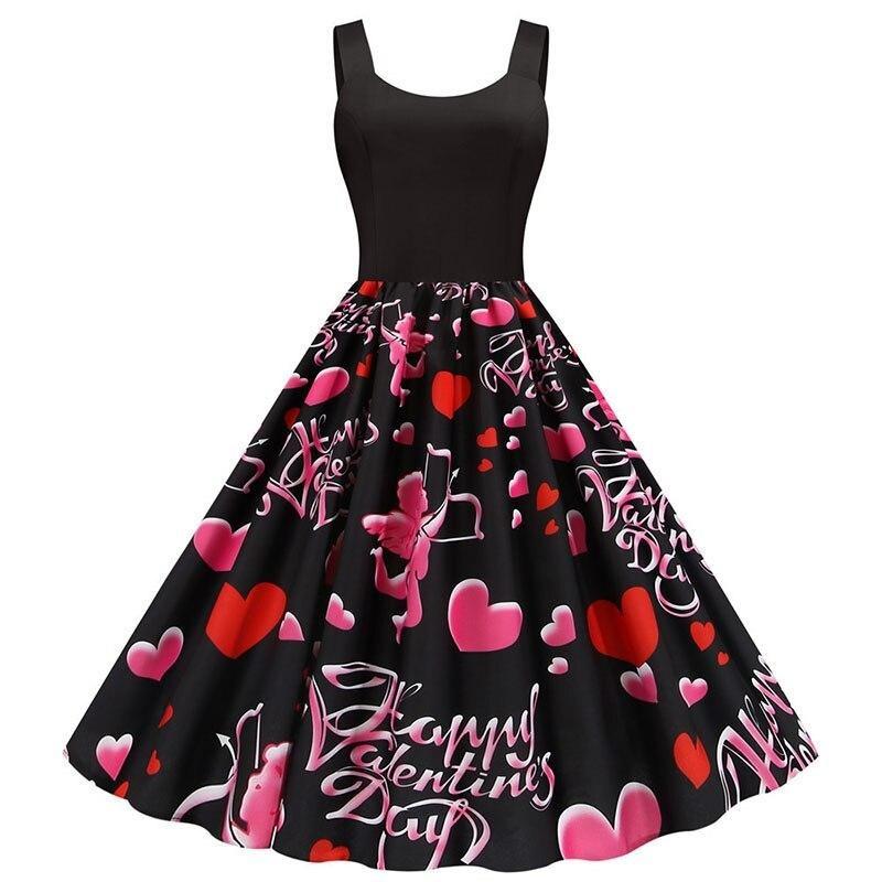 Rochie Neagră De Epocă De Ziua Îndrăgostiților Cupidon