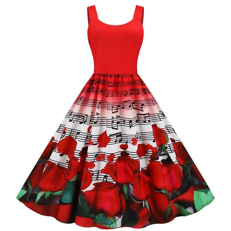 Rochie Vintage Cu Trandafiri De Ziua Îndrăgostiților