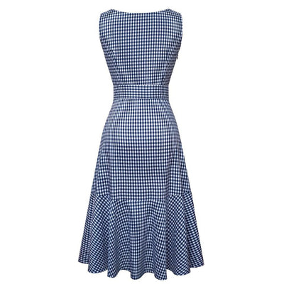 Rochie Vintage Albastră Fără Mâneci