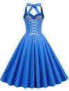 Rochie Vintage Sexy Pin Up Albastra