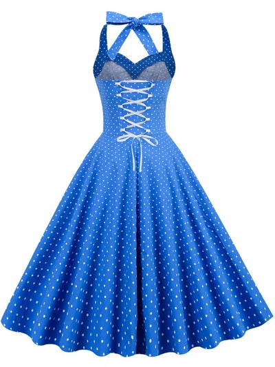 Rochie Vintage Sexy Pin Up Albastra