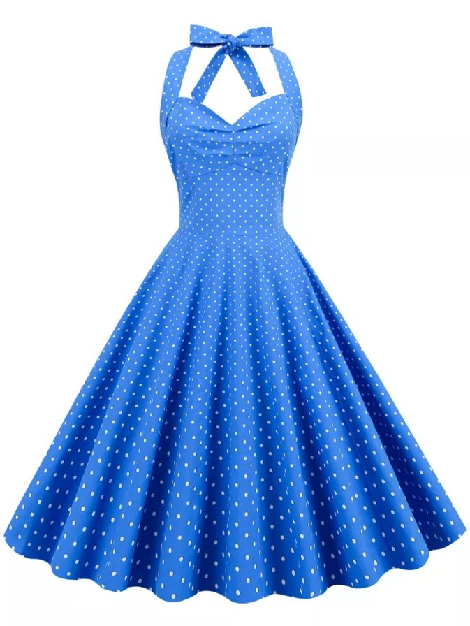Rochie Vintage Sexy Pin Up Albastra
