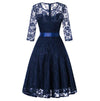 Rochie De Seara Vintage Albastra Cu Maneca Lunga