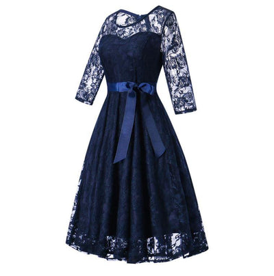 Rochie De Seara Vintage Albastra Cu Maneca Lunga