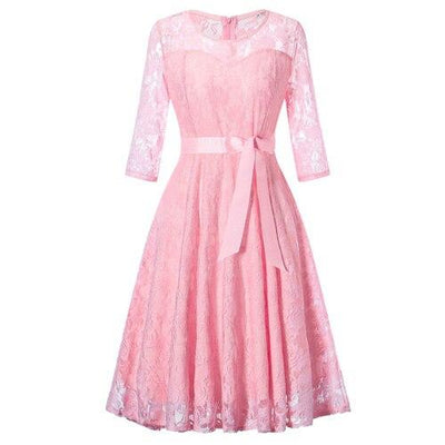 Rochie De Seara Vintage Cu Maneca Lunga, Roz
