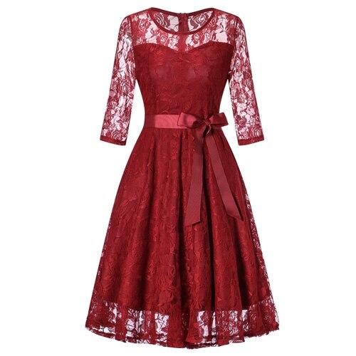Rochie De Seara Rosie Vintage Cu Maneca Lunga