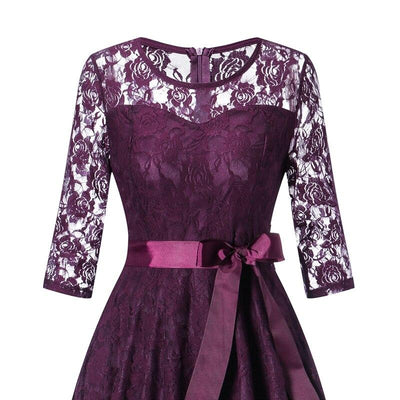 Rochie De Seara Vintage Mov Cu Maneca Lunga