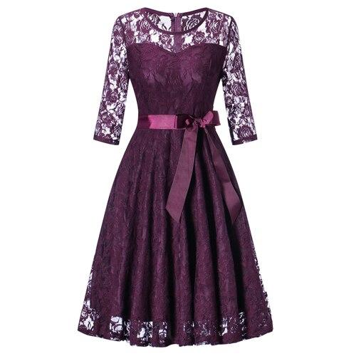 Rochie De Seara Vintage Mov Cu Maneca Lunga