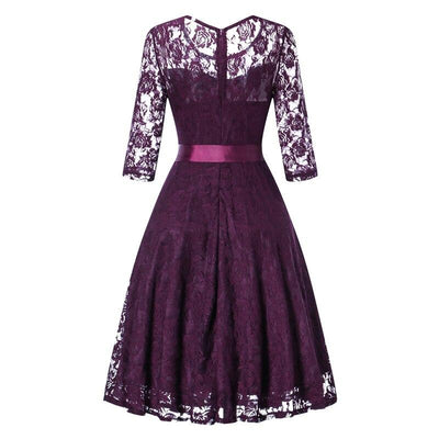 Rochie De Seara Vintage Mov Cu Maneca Lunga