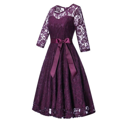 Rochie De Seara Vintage Mov Cu Maneca Lunga