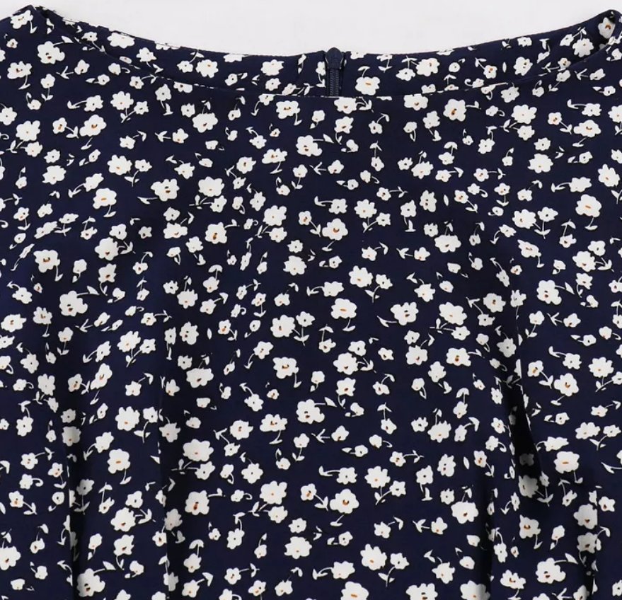 Rochie Vintage Cu Talie Înaltă Bleumarin