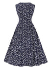 Rochie Vintage Cu Talie Înaltă Bleumarin