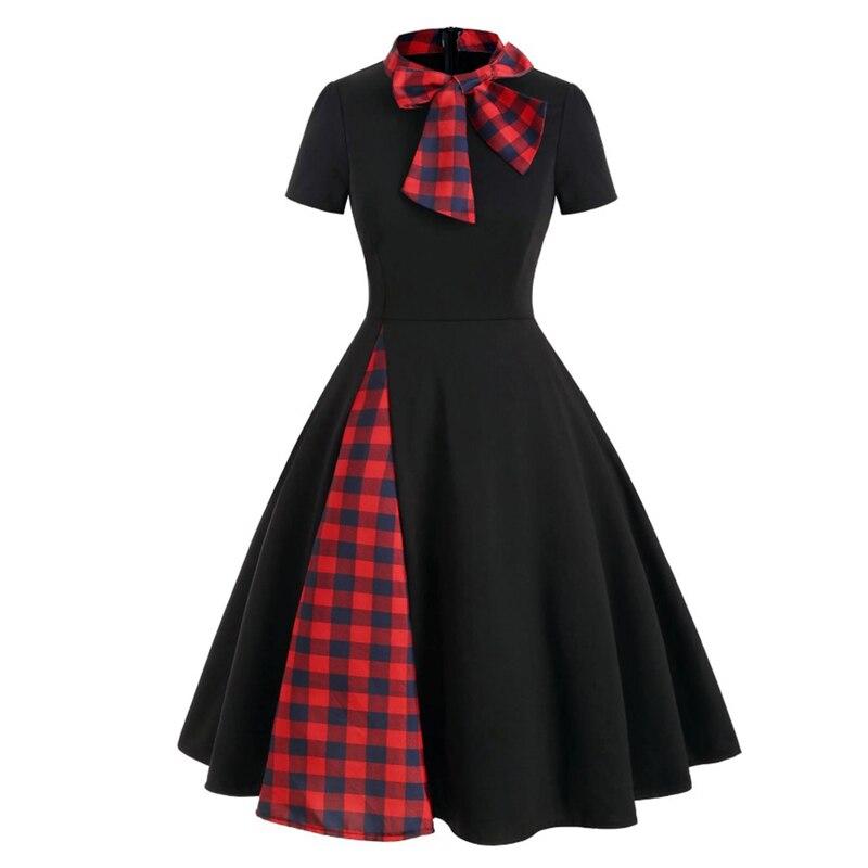 Rochie De Tartan Negru De Epocă